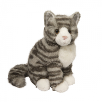 Cuddle Toys Grau gestreifter Kater „Nicki“ sitzend: Plüschtier Katze, Größe: 23cm